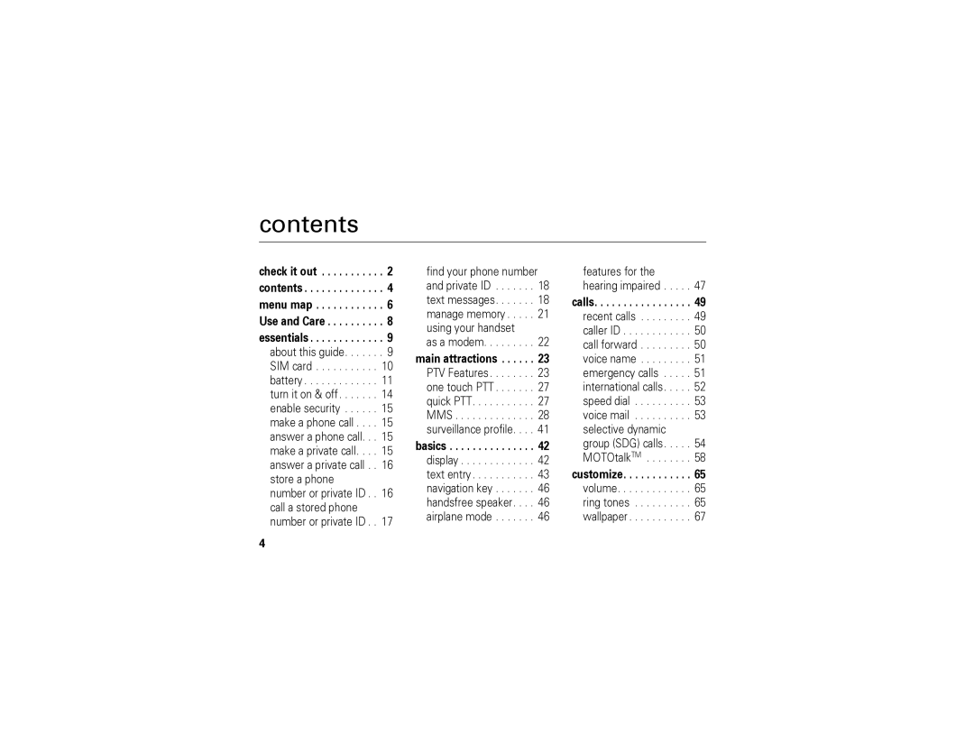 Motorola i570 manual Contents 