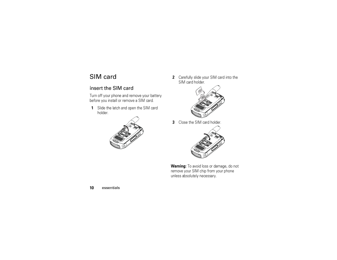 Motorola i570 manual Insert the SIM card 