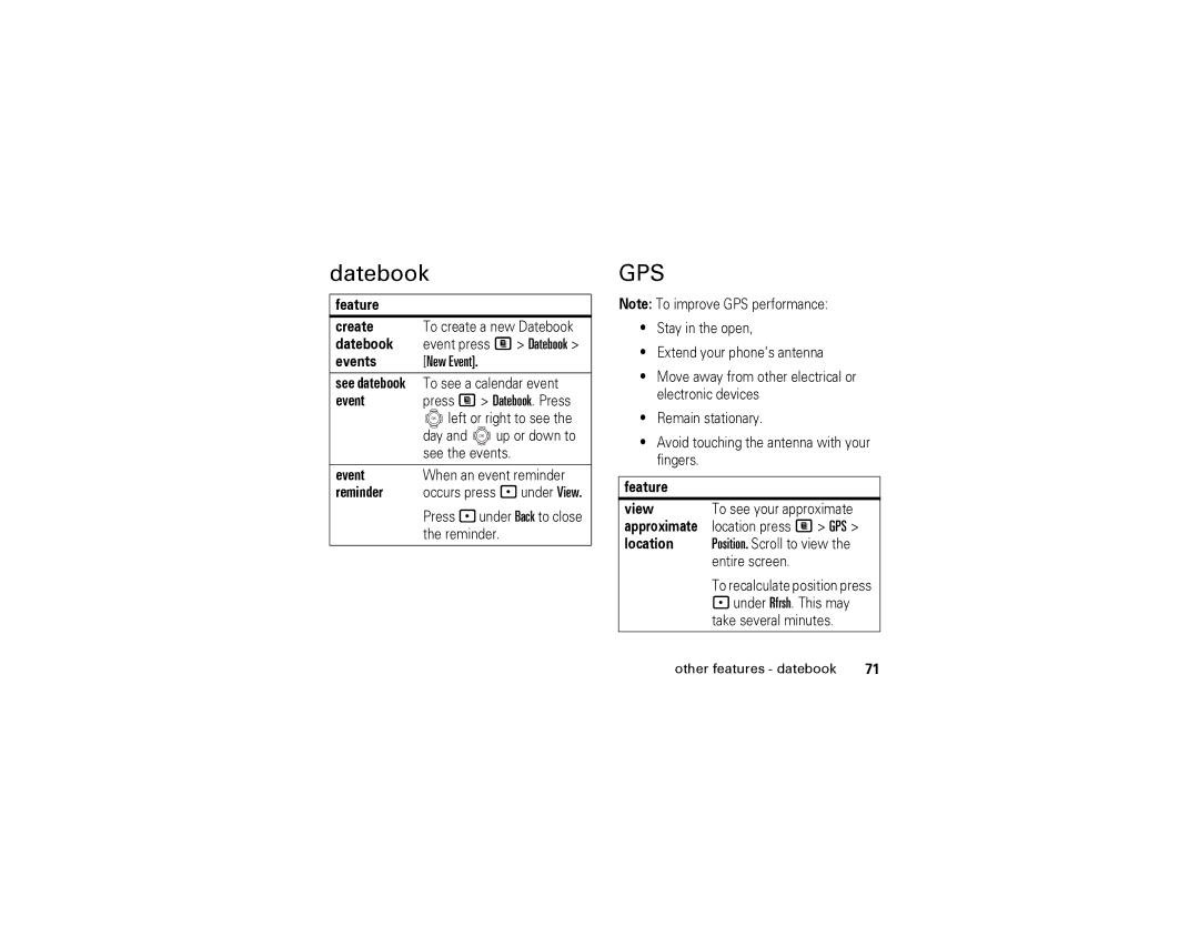 Motorola i570 manual New Event, Other features datebook 