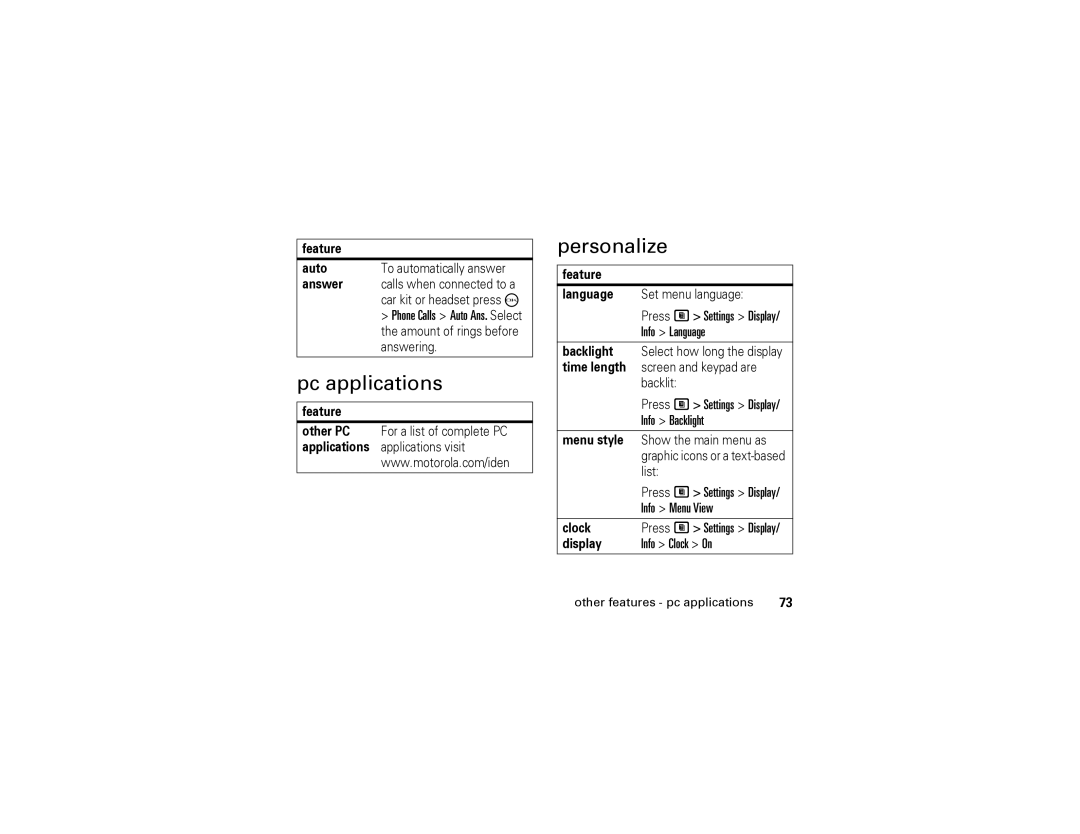 Motorola i570 manual Pc applications, Personalize 