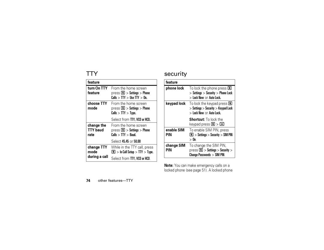 Motorola i570 manual Security 