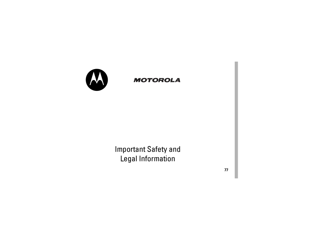 Motorola i570 manual Important Safety Legal Information 