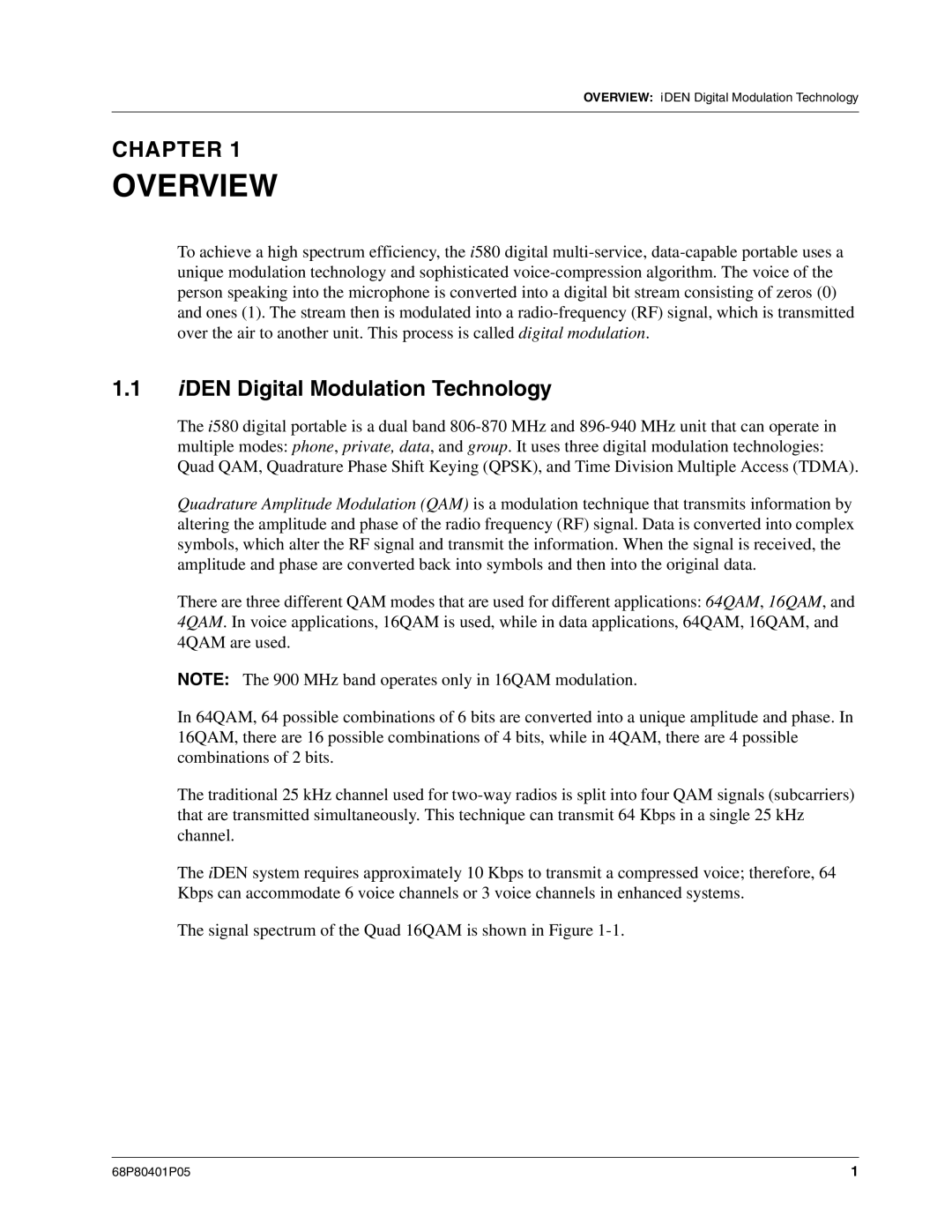 Motorola I580 service manual Overview, IDEN Digital Modulation Technology 