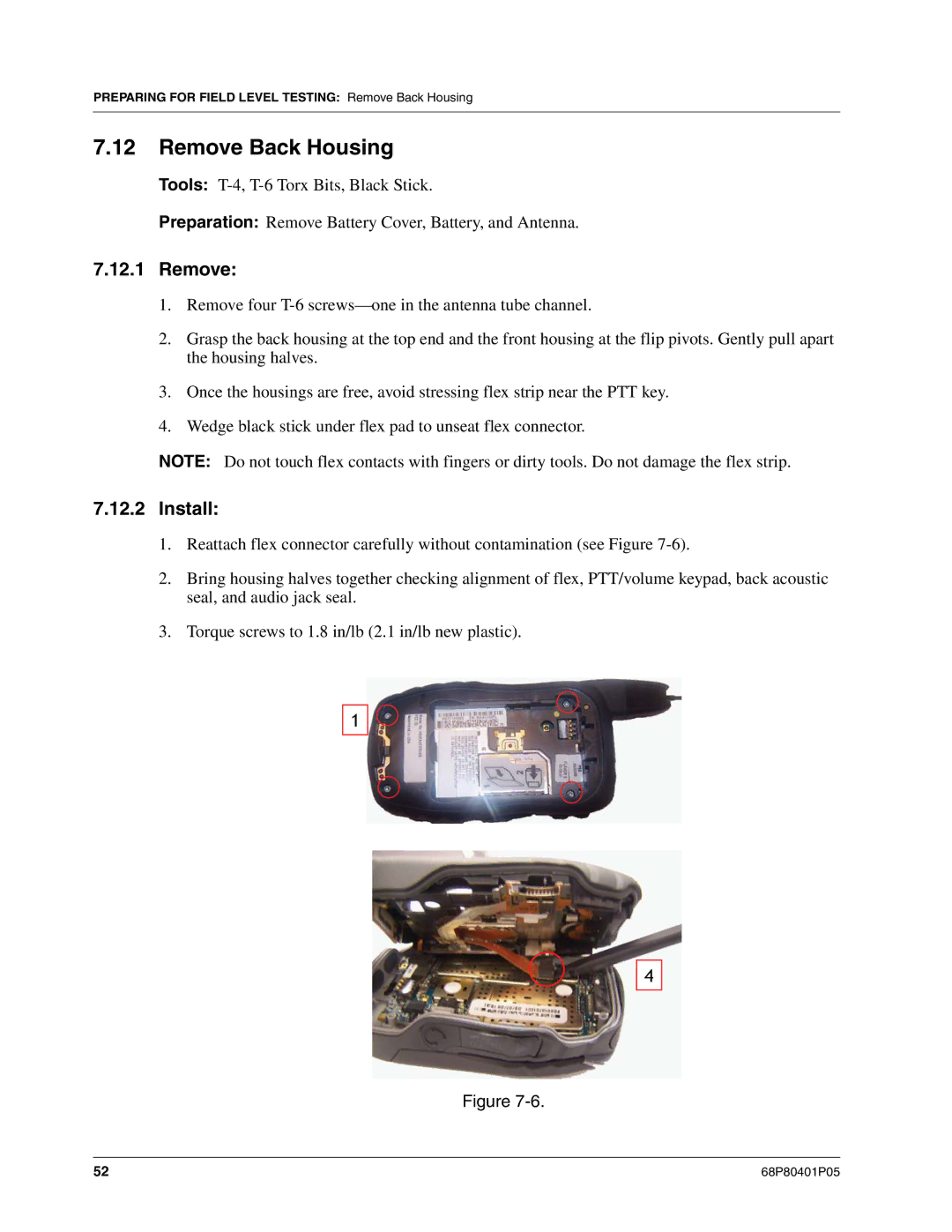 Motorola I580 service manual Remove Back Housing 