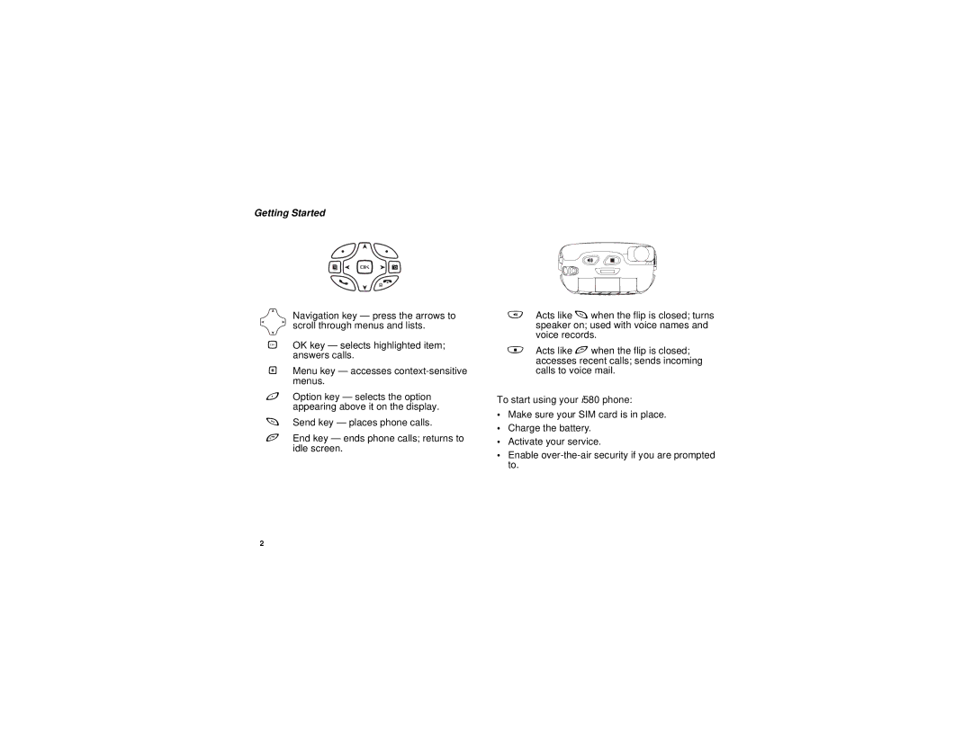 Motorola I580 manual Getting Started 