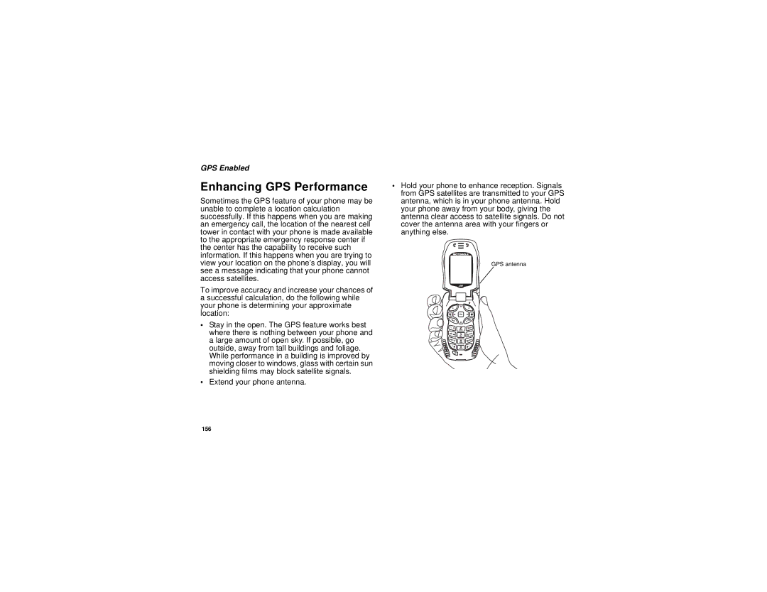 Motorola I580 manual Enhancing GPS Performance 