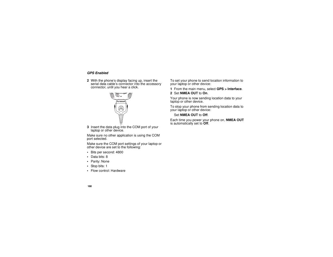 Motorola I580 manual Set Nmea OUT to On, Set Nmea OUT to Off 