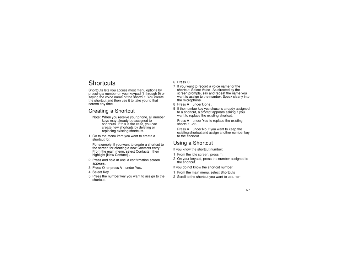 Motorola I580 manual Shortcuts, Creating a Shortcut, Using a Shortcut 