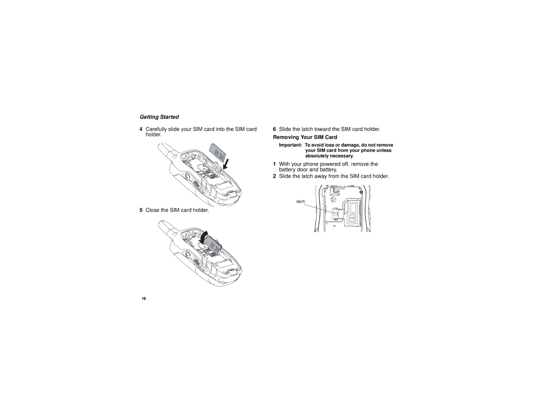 Motorola I580 manual Removing Your SIM Card 