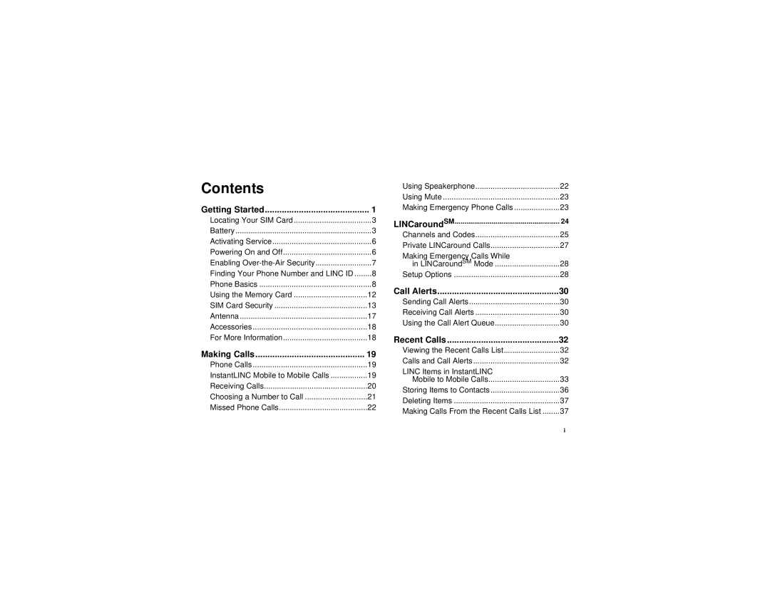 Motorola I580 manual Contents 