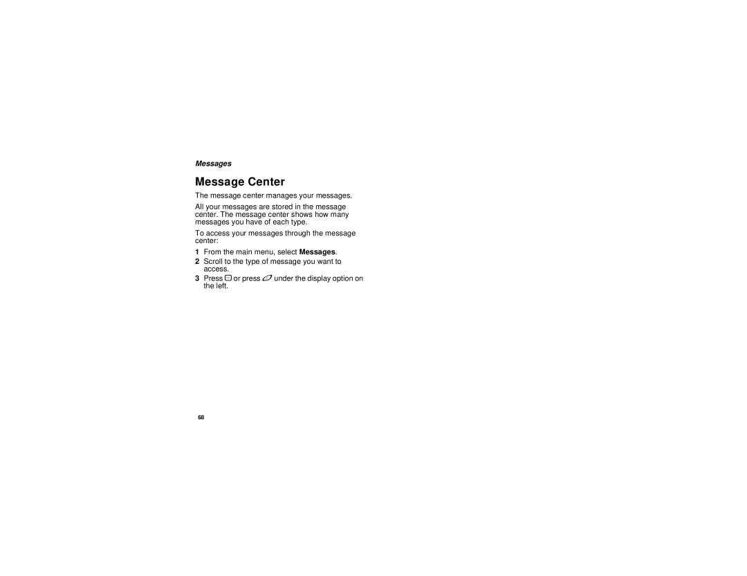 Motorola I580 manual Message Center, Messages 