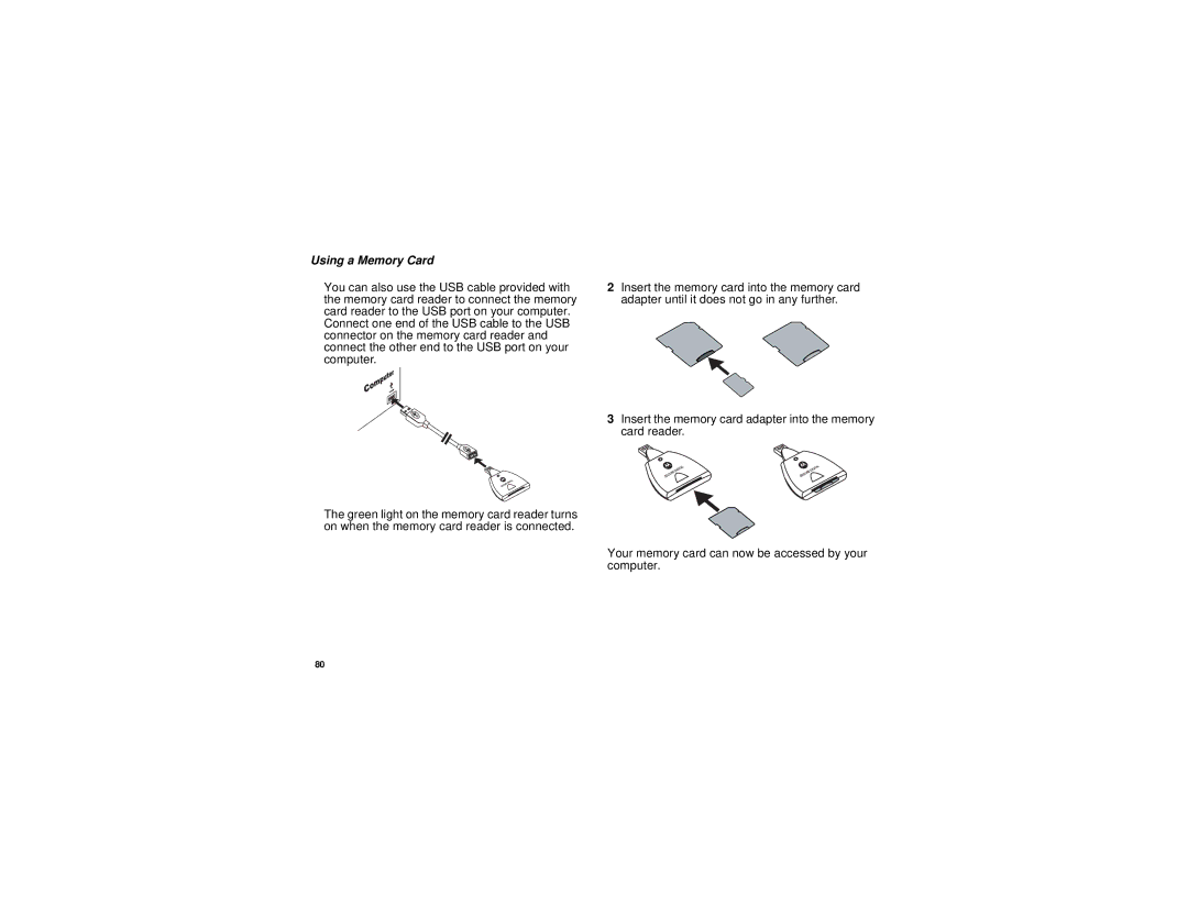 Motorola I580 manual Using a Memory Card 