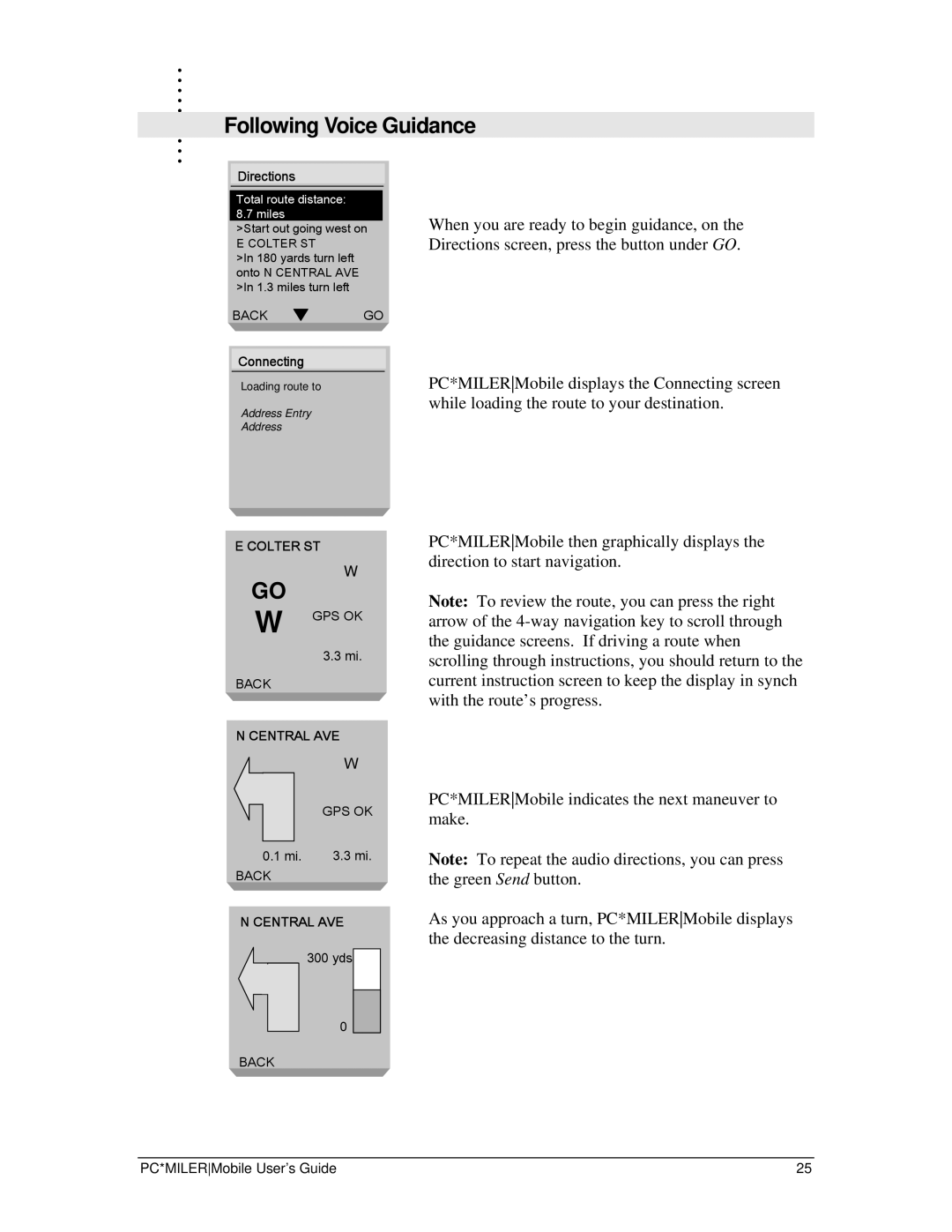 Motorola i88s, i58sr manual Following Voice Guidance, Directions 