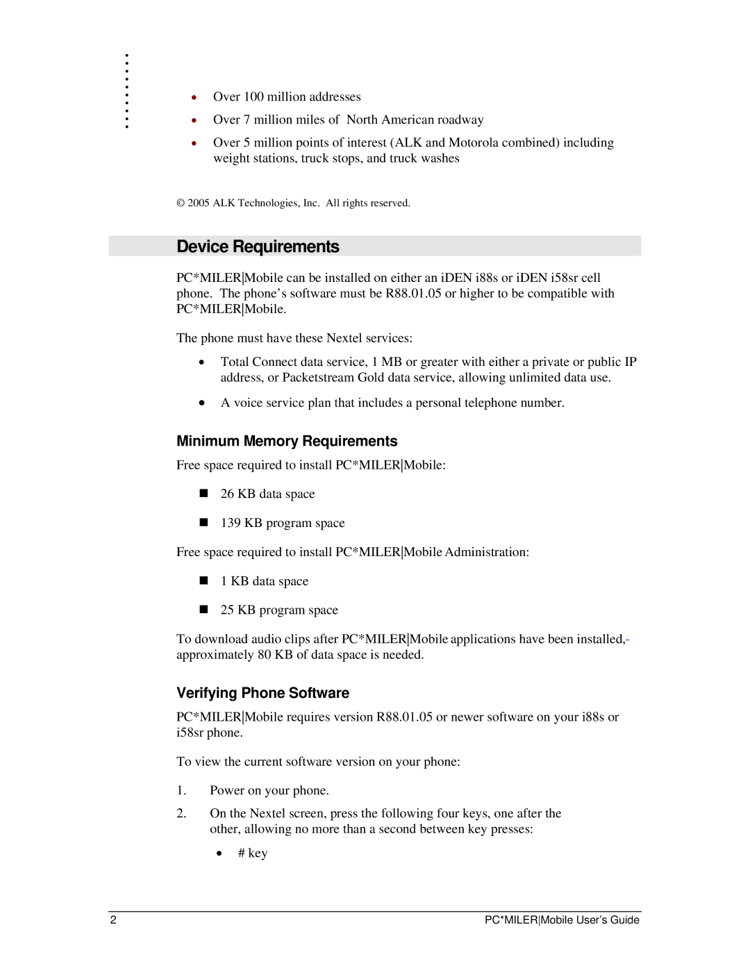 Motorola i58sr, i88s manual Device Requirements, Minimum Memory Requirements, Verifying Phone Software 