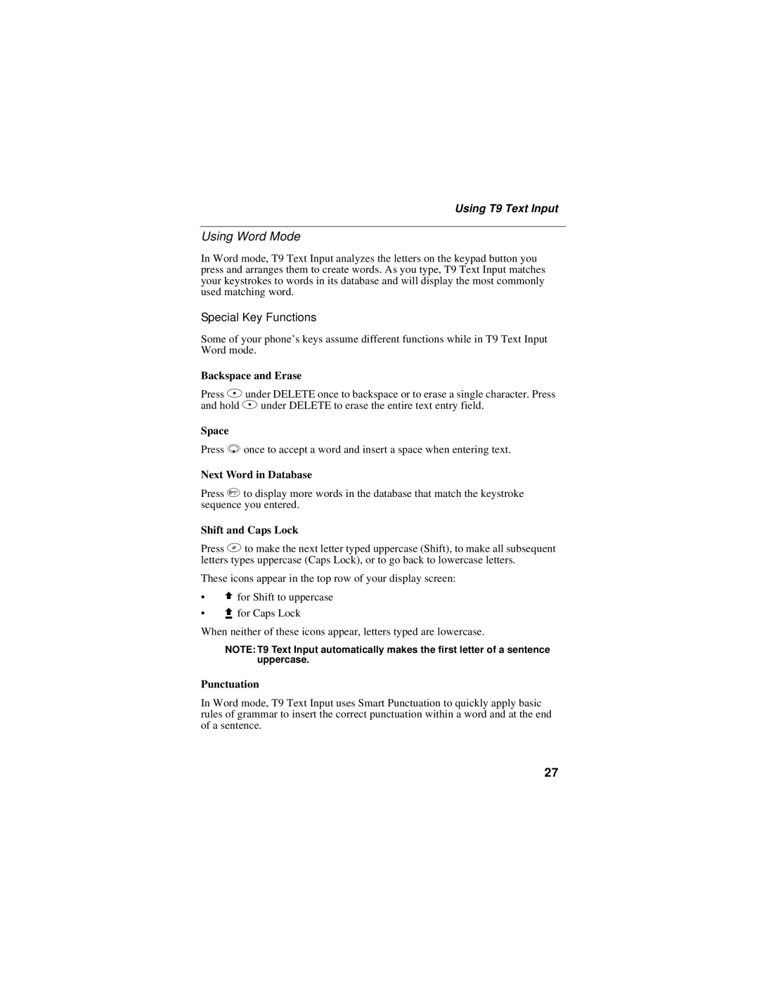 Motorola i58sr manual Using Word Mode 