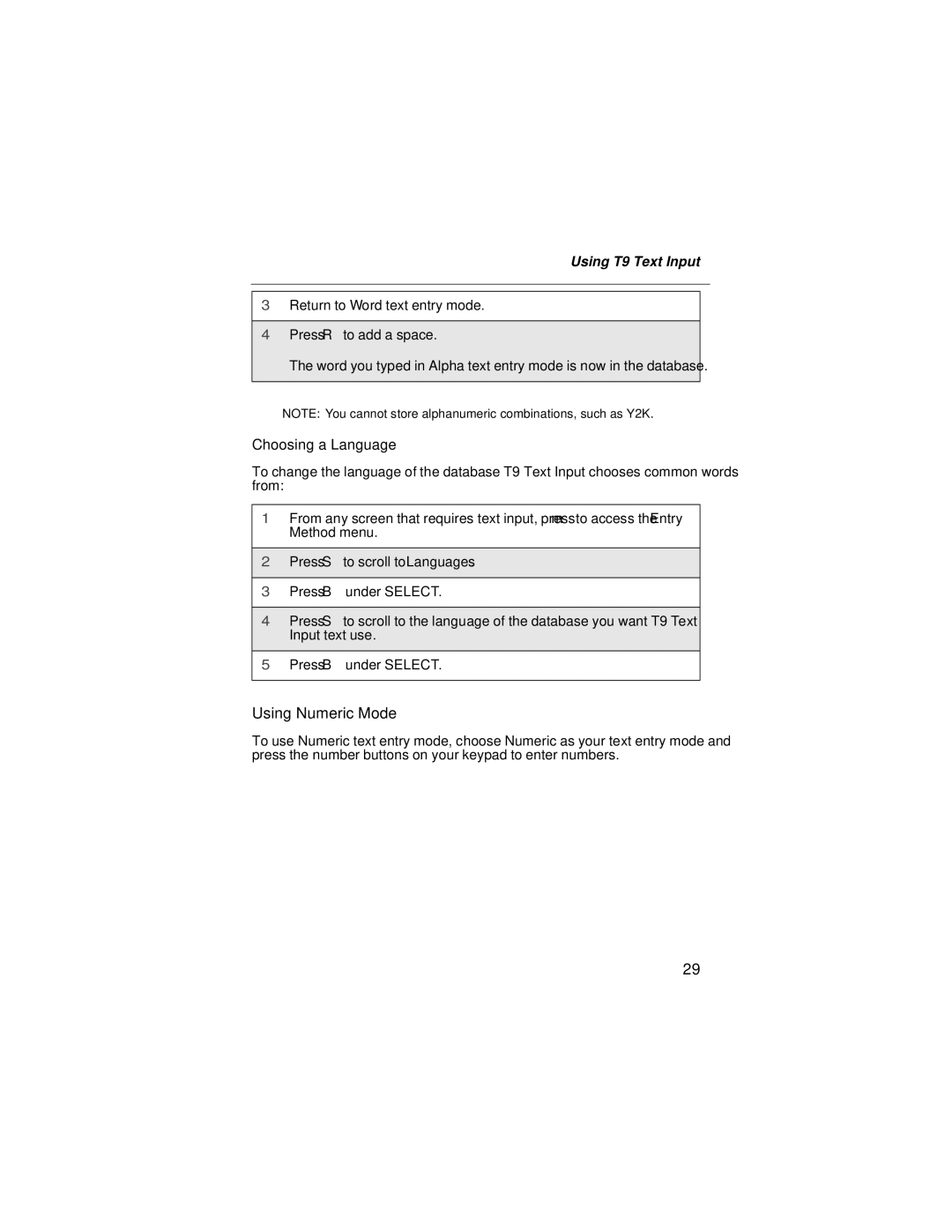 Motorola i58sr manual Using Numeric Mode, Choosing a Language 