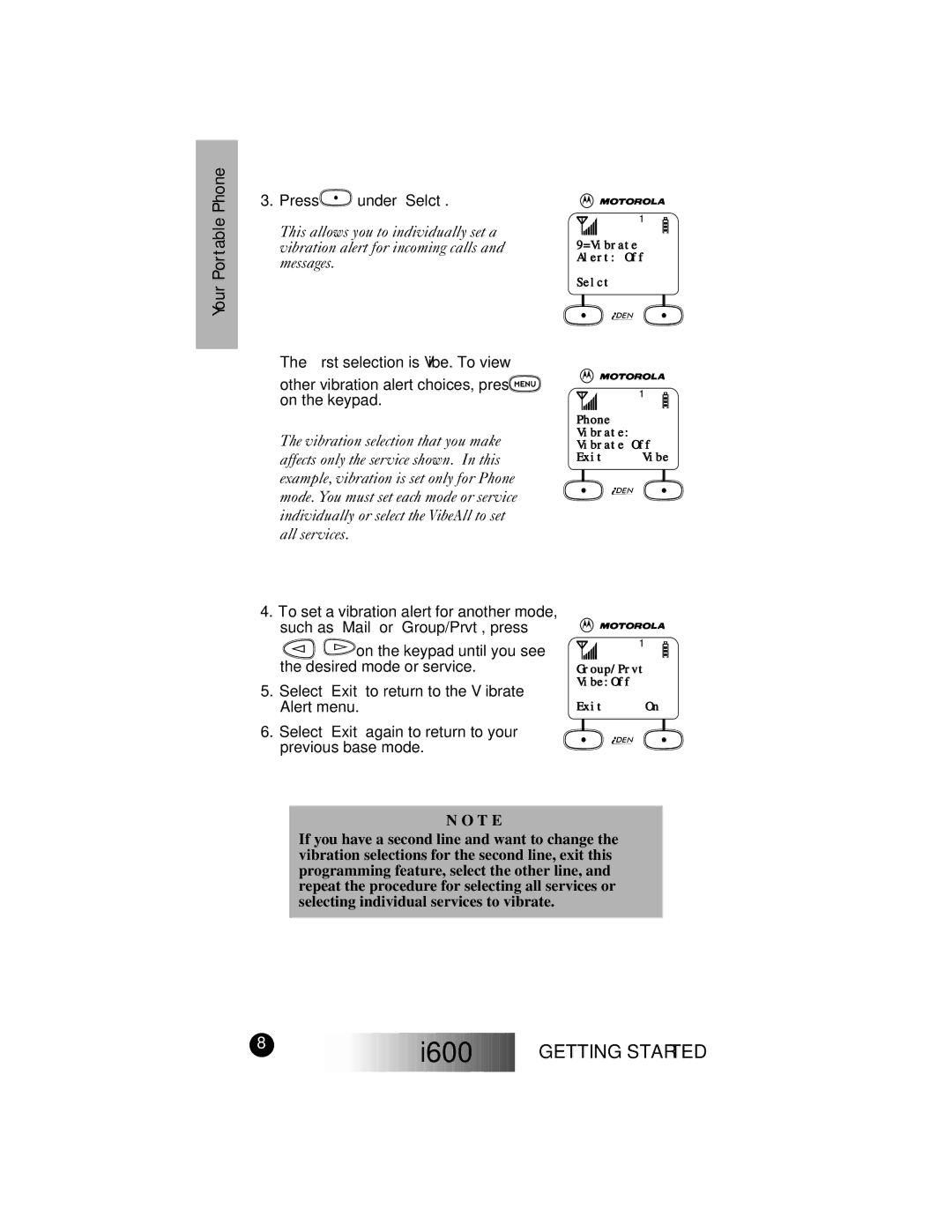 Motorola I600 manual T E 