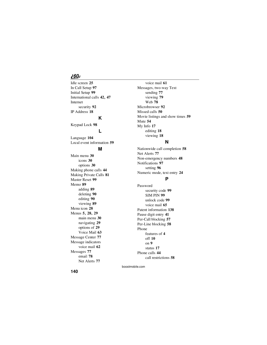 Motorola i60c manual 140 