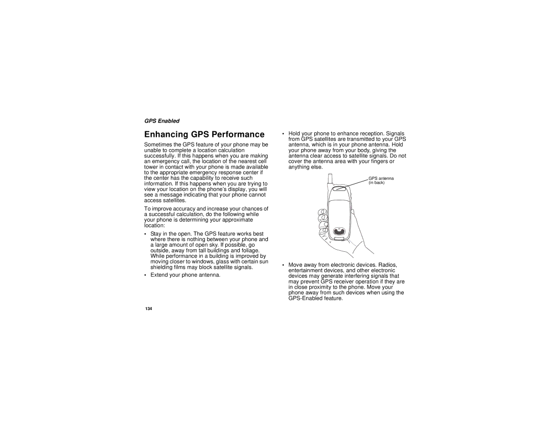 Motorola i615 manual Enhancing GPS Performance 