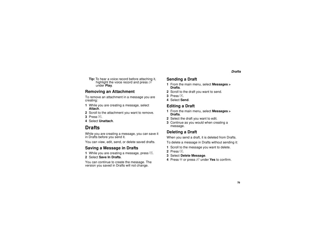 Motorola i615 manual Drafts 