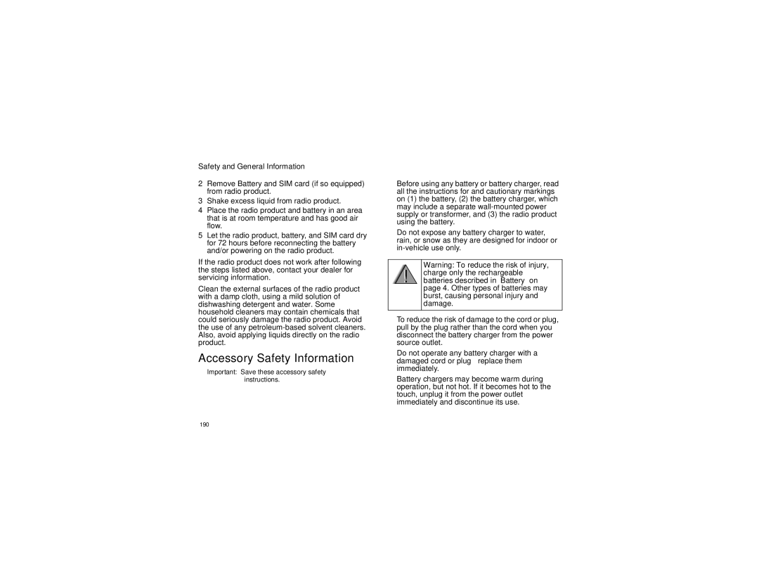 Motorola i670 manual Accessory Safety Information 