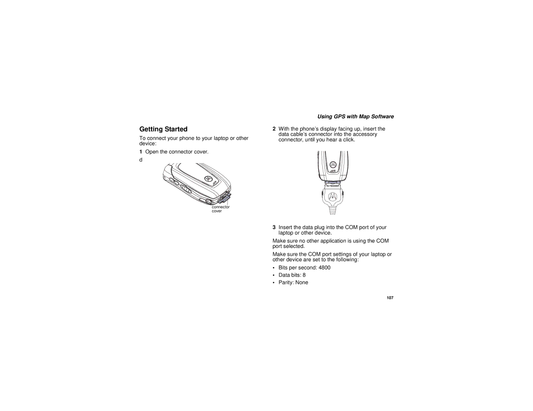 Motorola i670 manual Getting Started, Using GPS with Map Software 