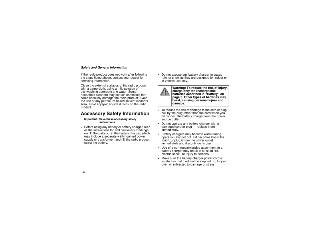 Motorola i670 manual Accessory Safety Information 