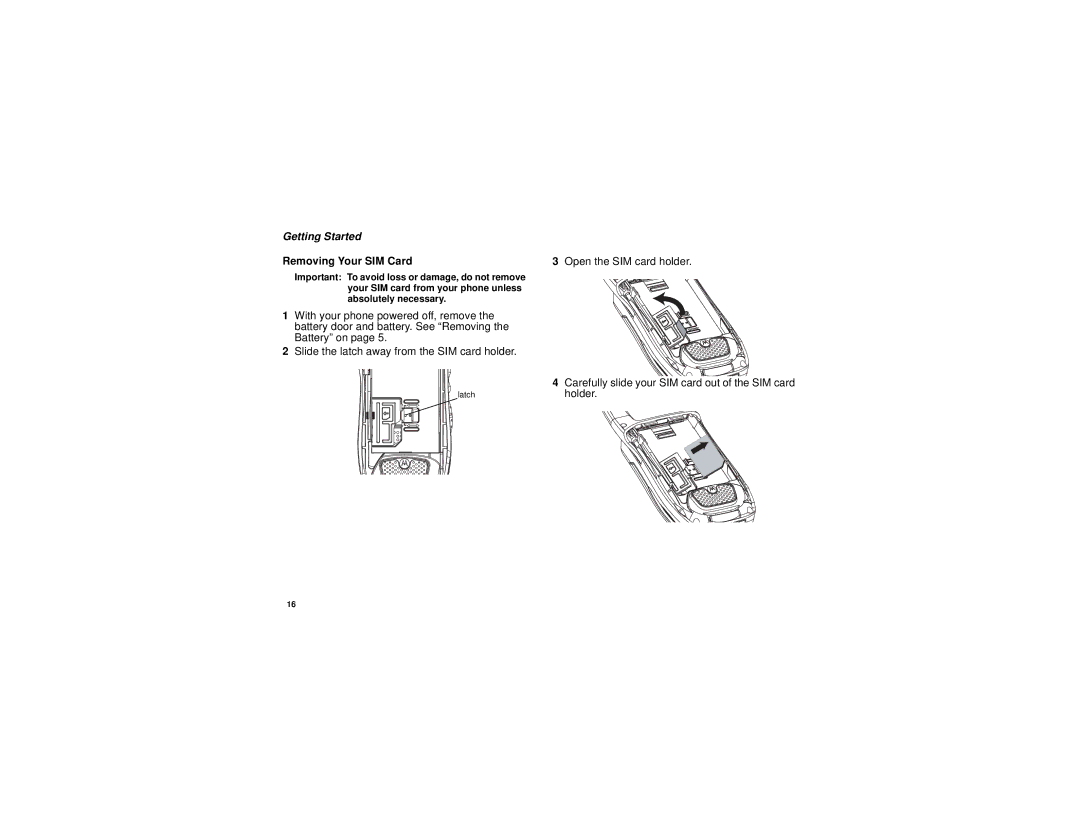 Motorola i670 manual Removing Your SIM Card 