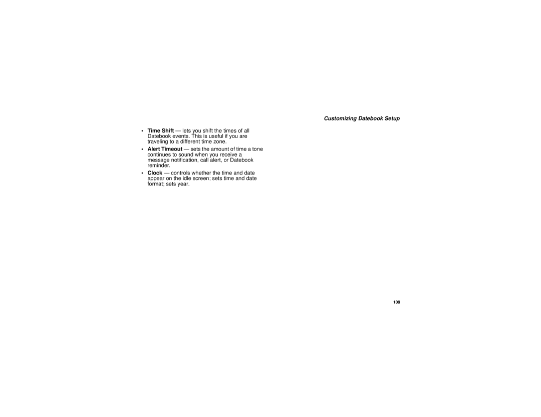 Motorola i690 manual Customizing Datebook Setup 