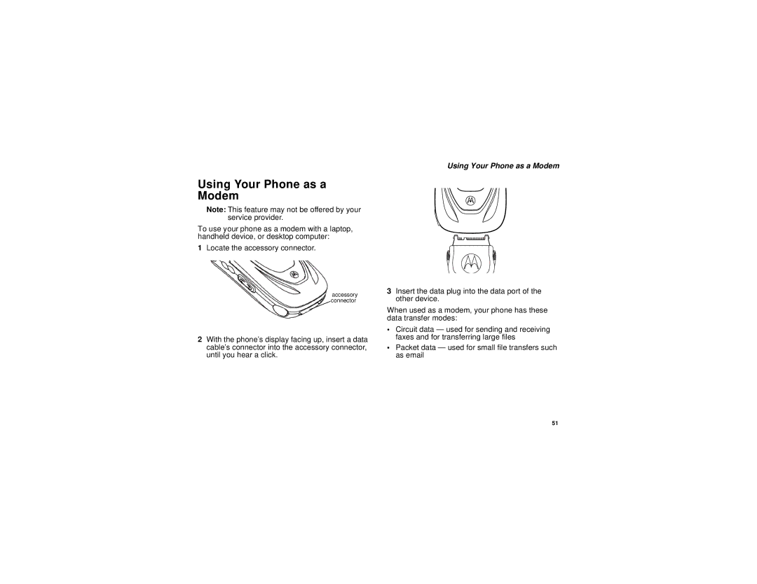 Motorola i690 manual Using Your Phone as a Modem 