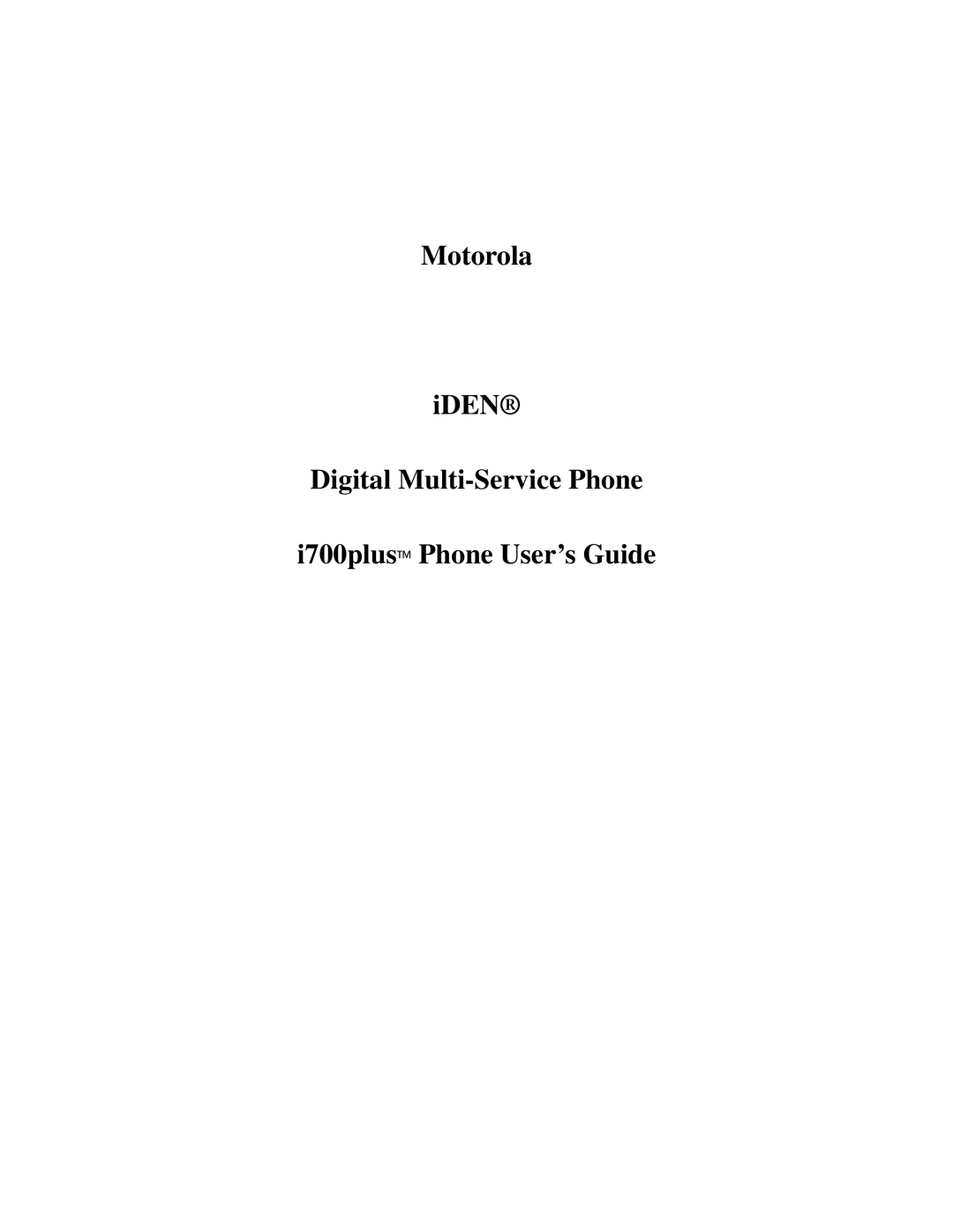 Motorola i700plus manual 
