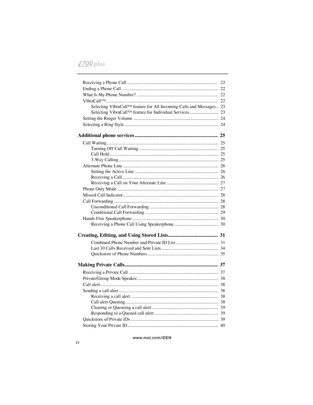 Motorola i700plus manual Additional phone services, Creating, Editing, and Using Stored Lists, Making Private Calls 