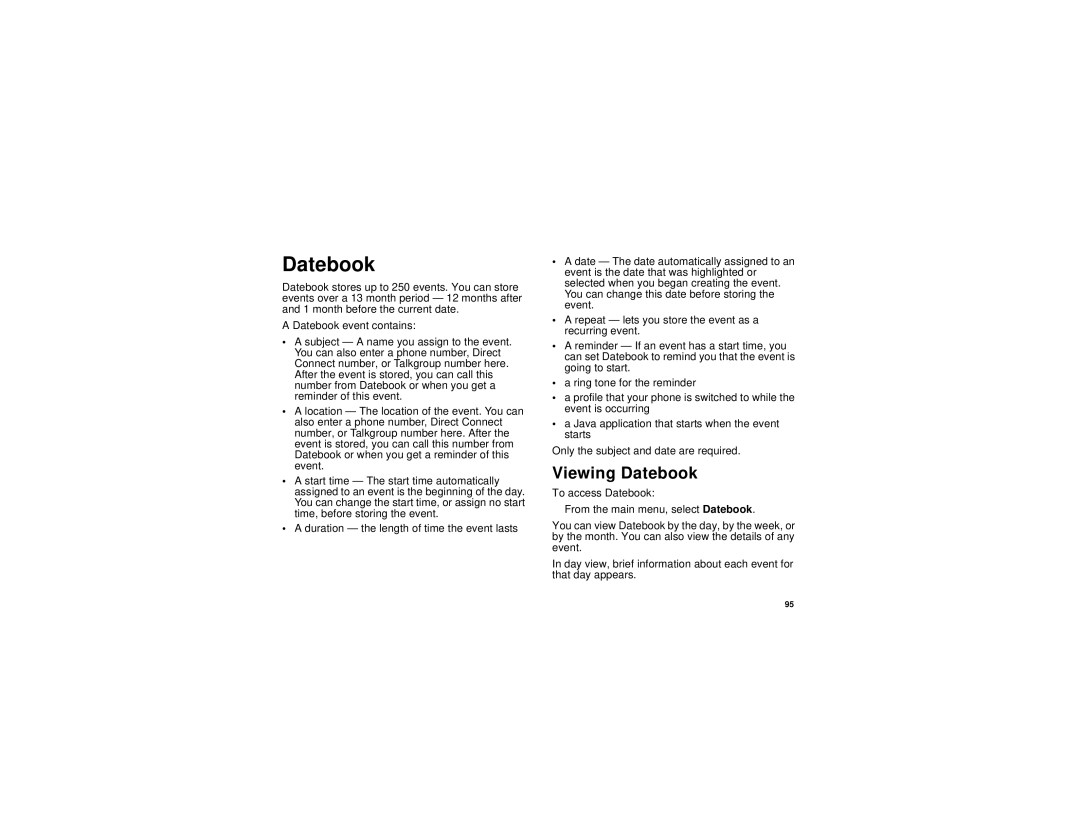 Motorola i710 manual Viewing Datebook 