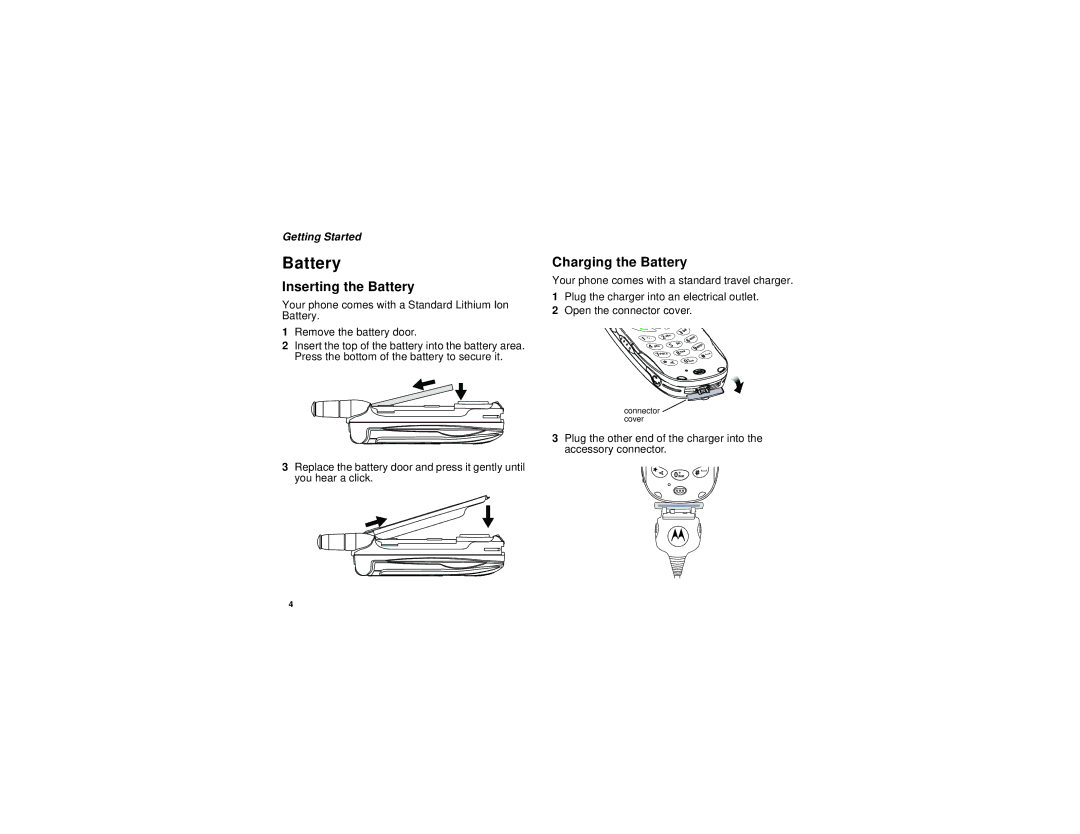 Motorola i710 manual Inserting the Battery, Charging the Battery 