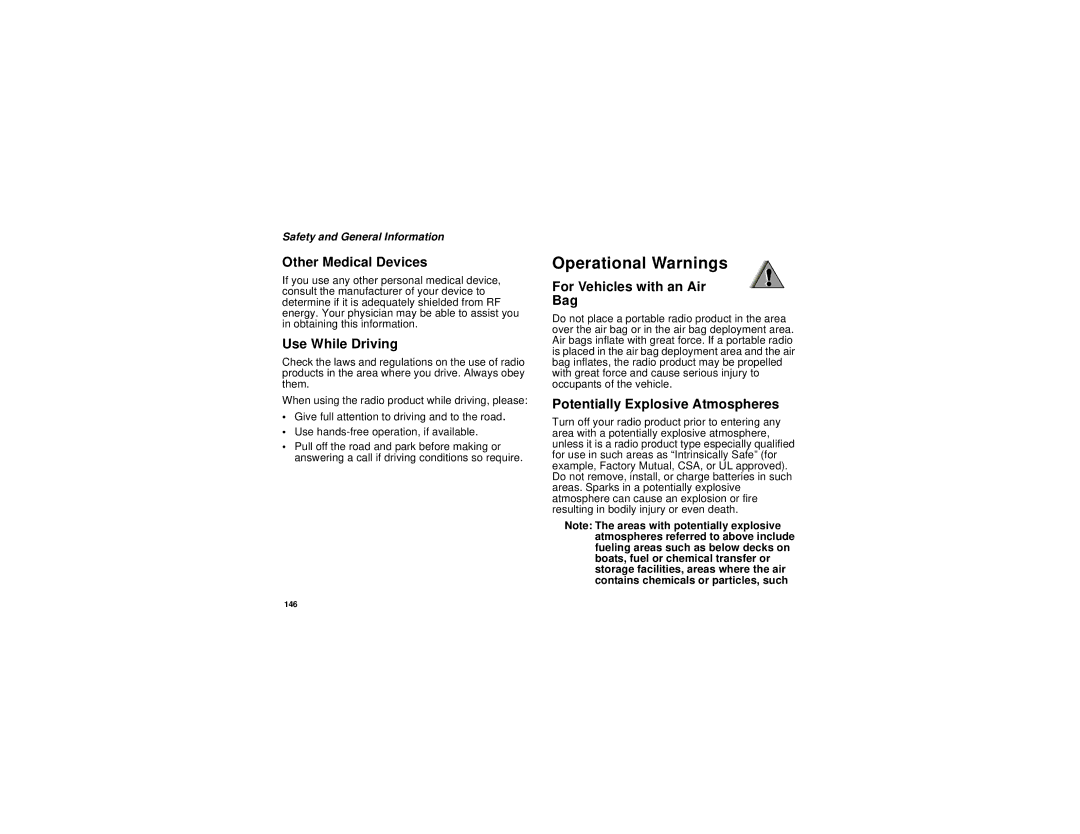 Motorola i710 manual Operational Warnings 