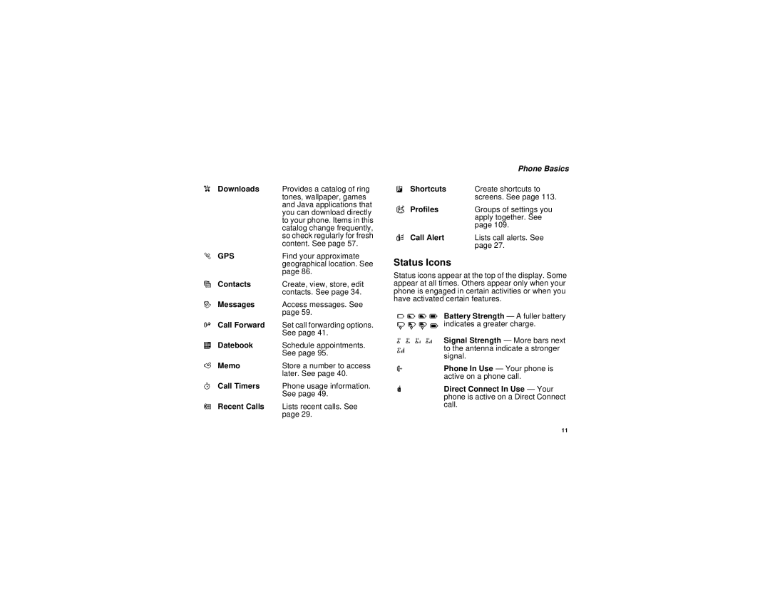 Motorola i710 manual Status Icons 