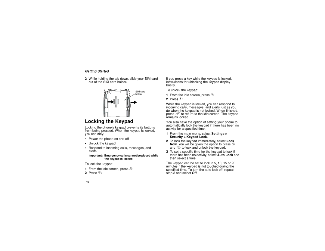 Motorola i710 manual Locking the Keypad 