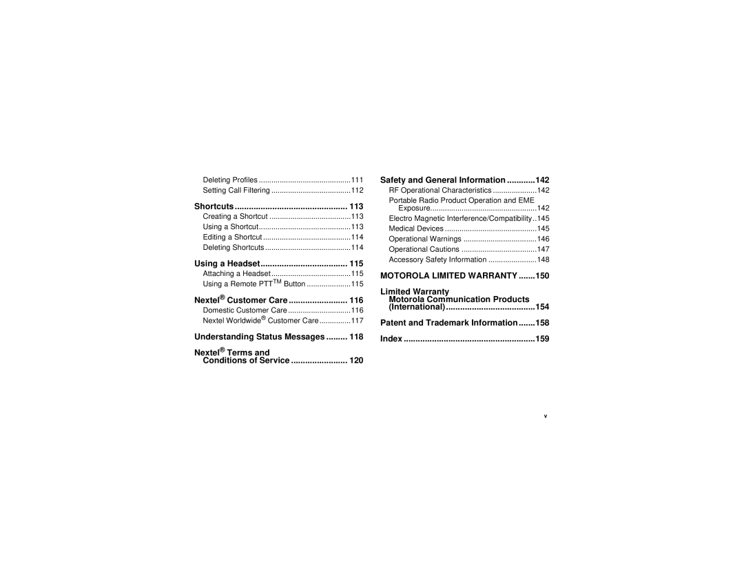 Motorola i710 manual 113, 115, 116, 118, 120, 142, 150, 154, 158, 159 