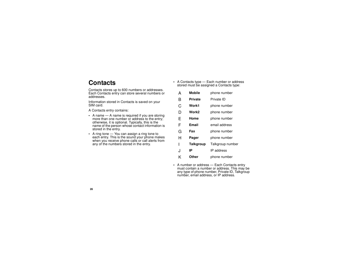 Motorola i710 manual Contacts 