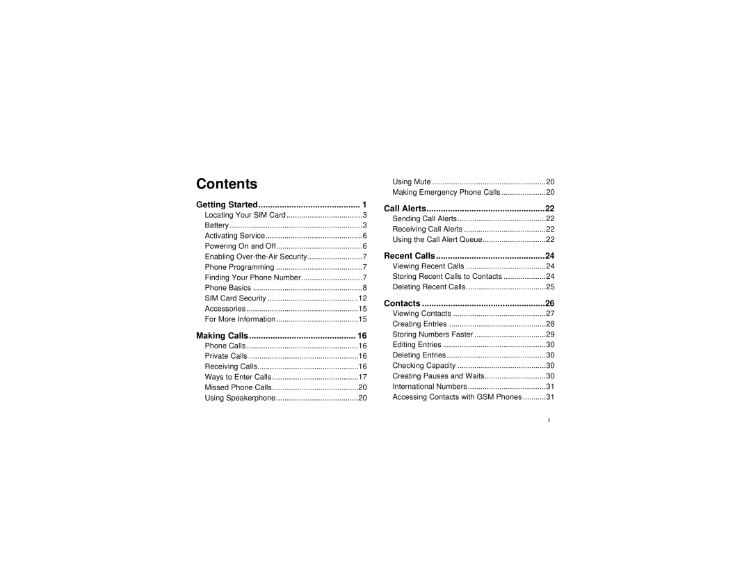 Motorola i710 manual Contents 