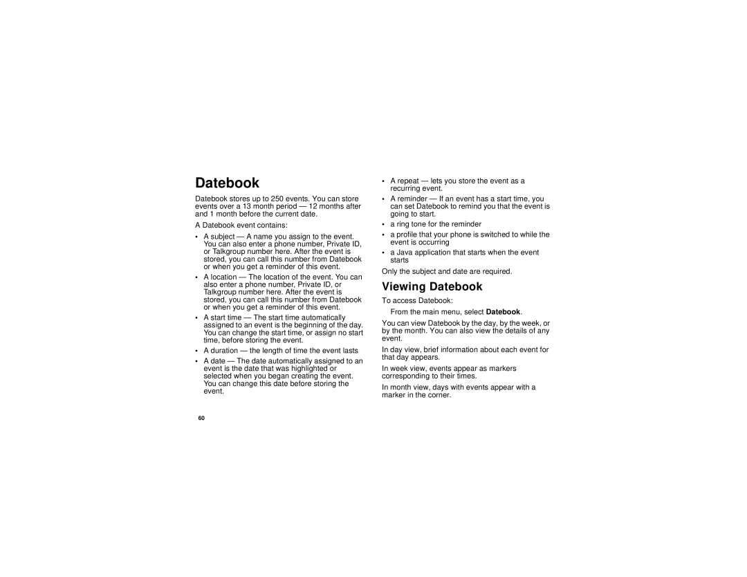 Motorola i710 manual Viewing Datebook 