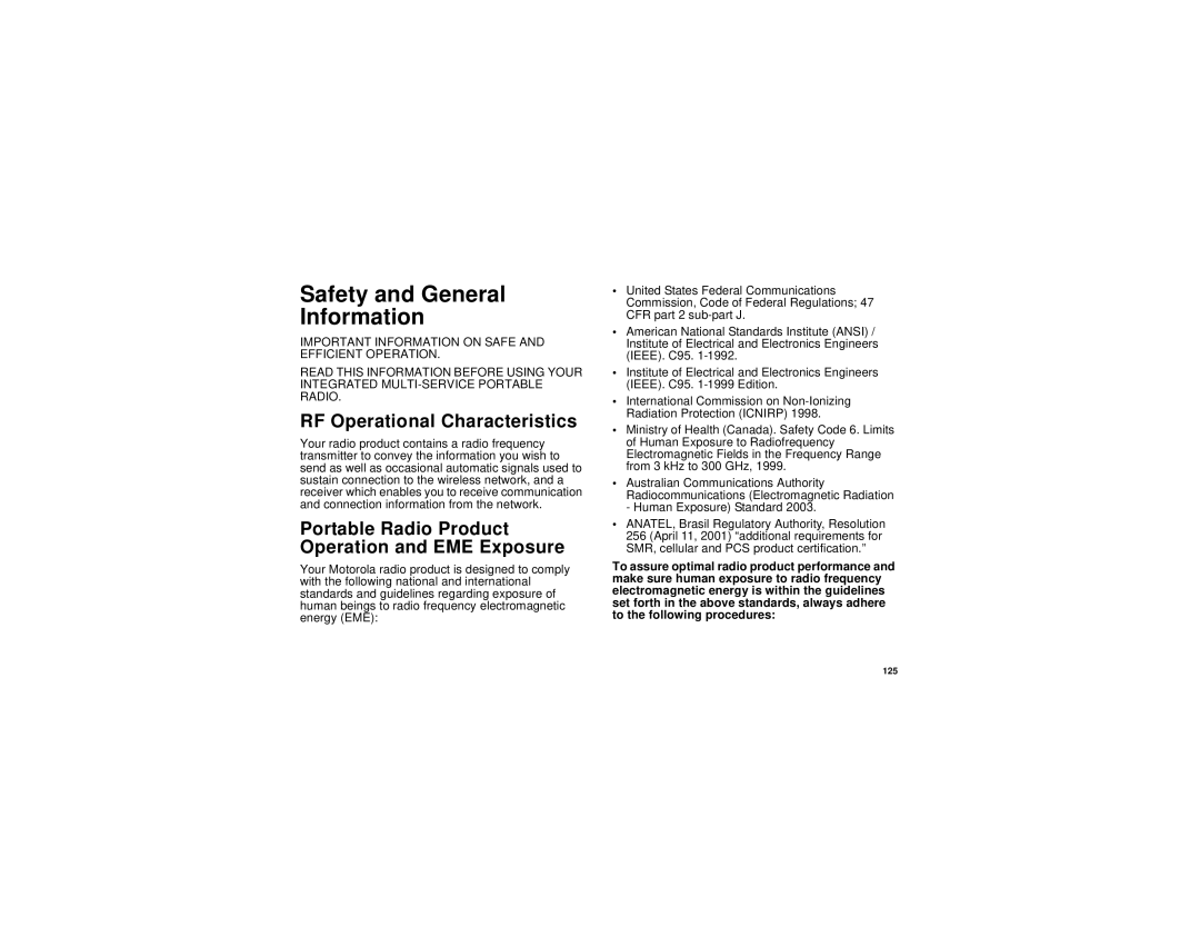 Motorola i730 manual Safety and General Information, RF Operational Characteristics 