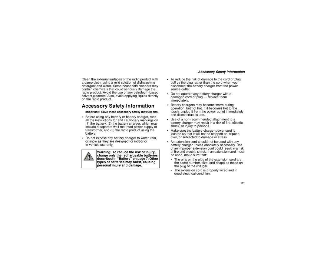 Motorola i730 manual Accessory Safety Information 