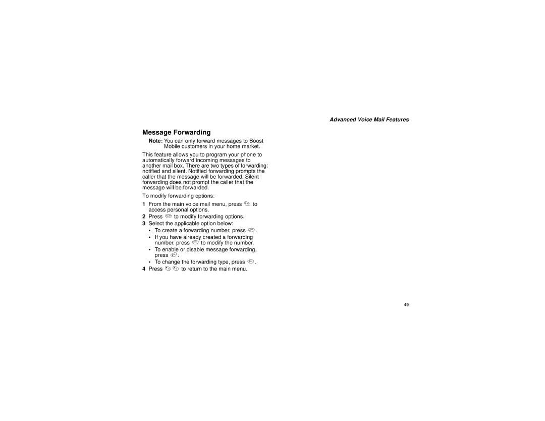 Motorola i730 manual Message Forwarding 