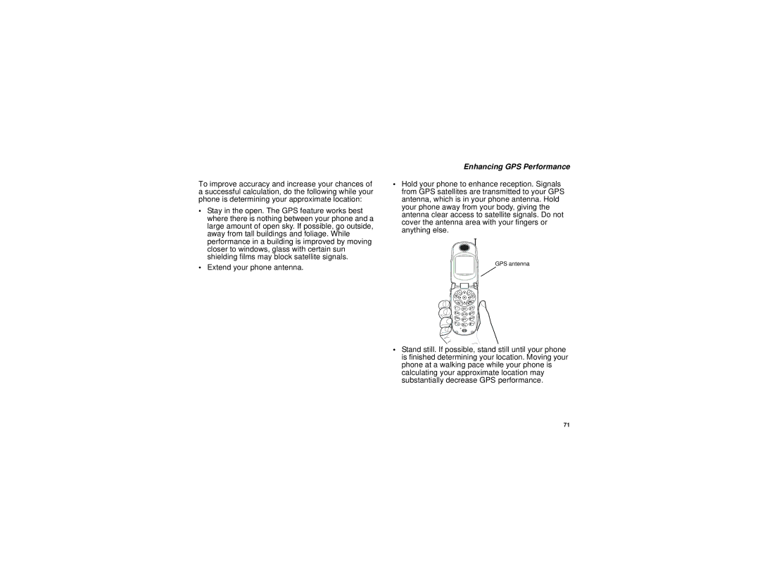 Motorola i730 manual Enhancing GPS Performance 