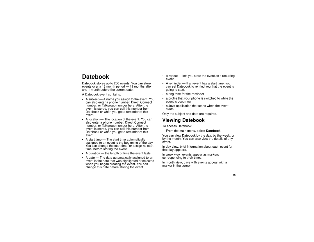 Motorola i736 manual Viewing Datebook 