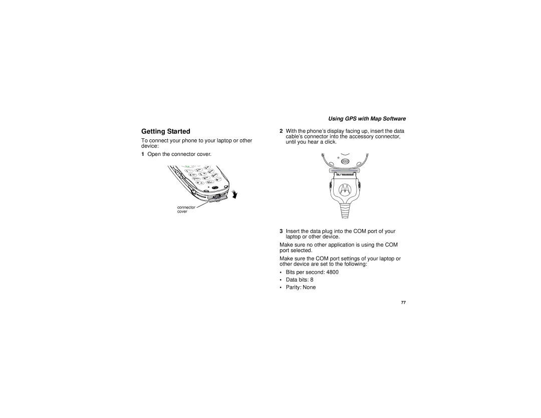 Motorola i736 manual Getting Started, Using GPS with Map Software 