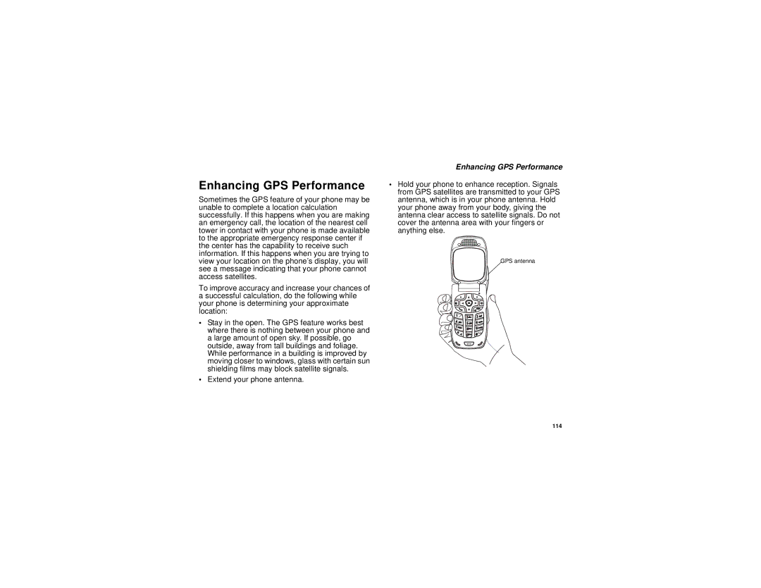 Motorola i760 manual Enhancing GPS Performance 