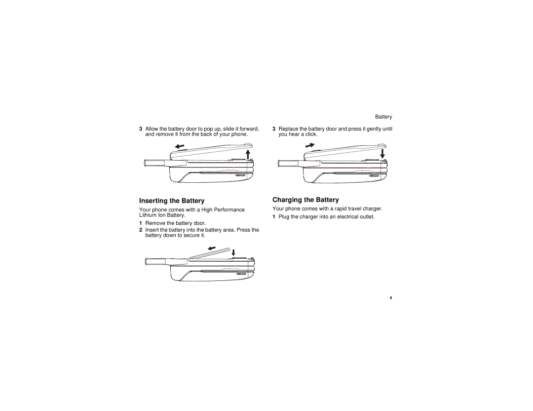 Motorola i760 manual Inserting the Battery, Charging the Battery 