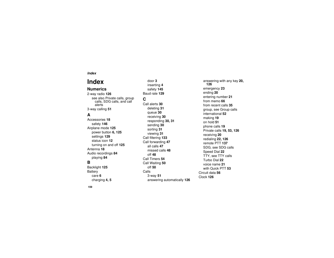 Motorola i760 manual Index, Numerics, 126 